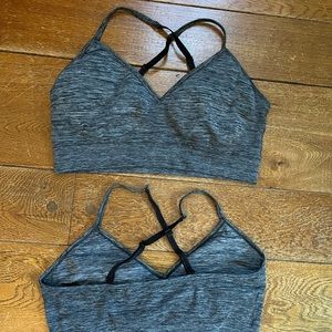 Grey and black sports bra